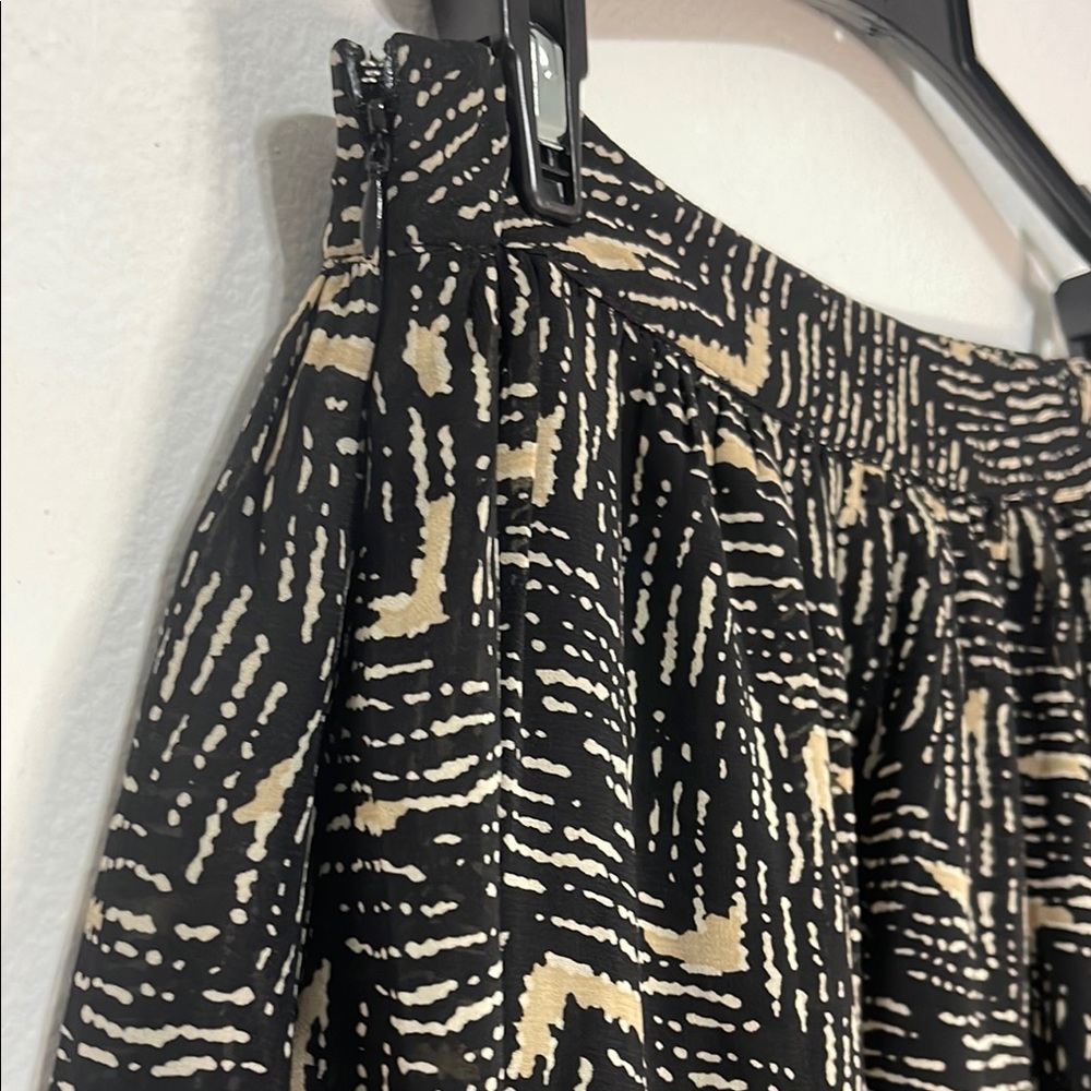 Forever 21 Black and Beige High-Low Midi Skirt Size Medium Waist 14” No Stretch - Picture 4 of 8